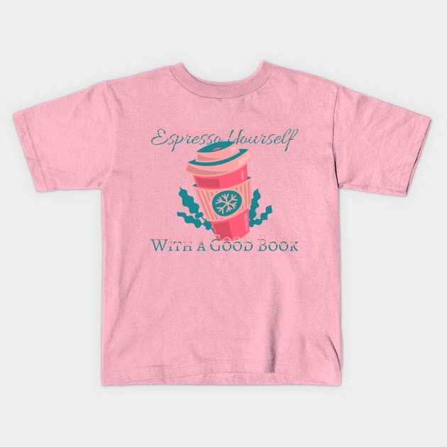 Coffee and Reading Kids T-Shirt by pmArtology